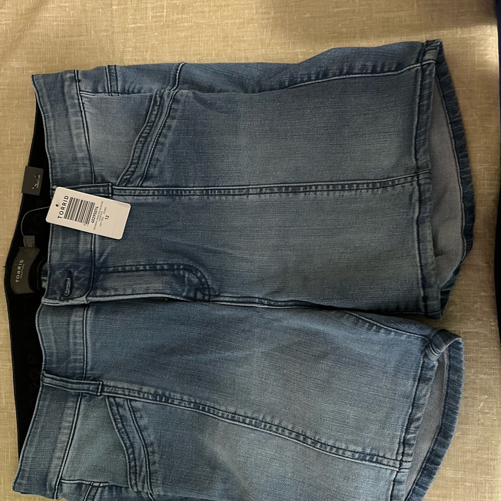 Torrid Blue Denim Shorts Distressed Casual